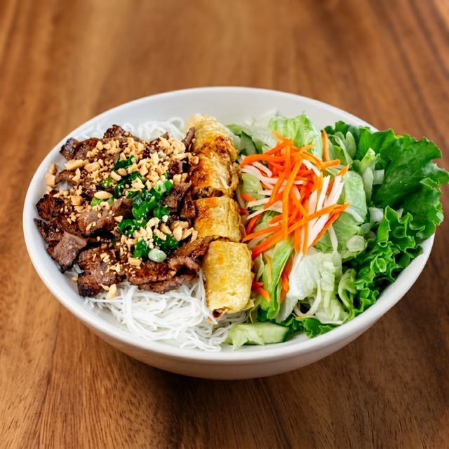 Bun Cha Gio / Spring Roll on Vermicelli Bowl.