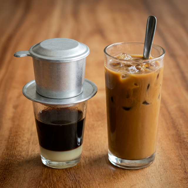 Ca Phe Sua Da / Iced Milk Coffee.